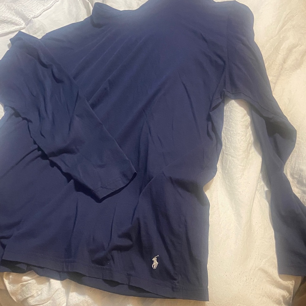 Ralph Lauren Navy Long Sleeve Polo Tee with Pony Emblem